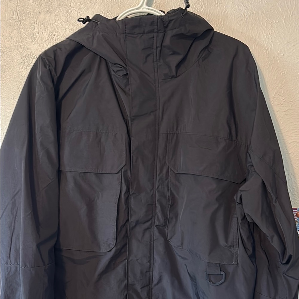 H&M Black Hooded Raincoat Weather-Resistant